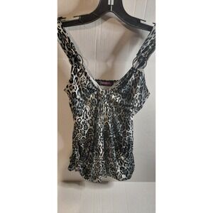 Retro Annabelle Y2K Leopard Babydoll Top vintage 90s/00s bold animal print Sz SM